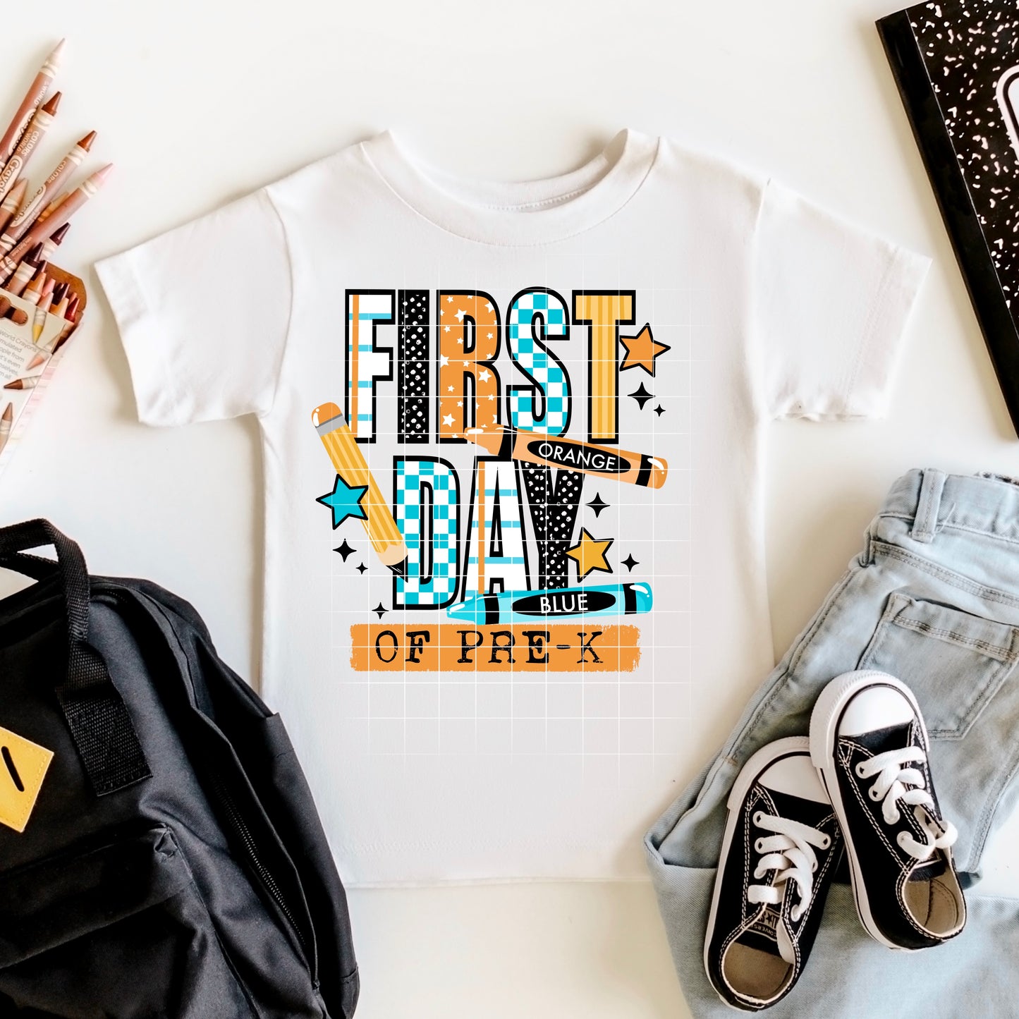 Pre K First Day Blue-Ready to Press Transfer
