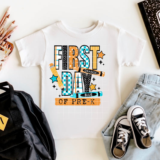 Pre K First Day Blue-Ready to Press Transfer