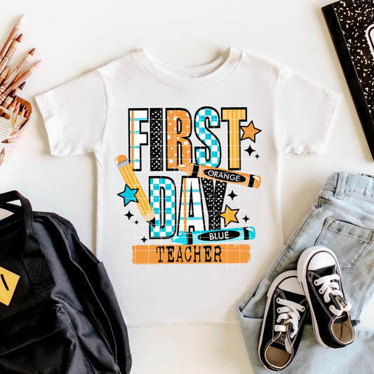 Teacher First Day Blue-Ready to Press Transfer