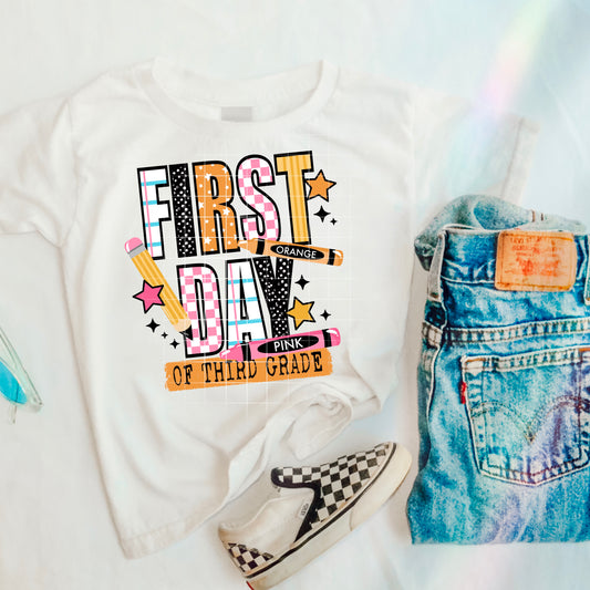 3Rd Grade First Day Pink-Ready to Press Transfer