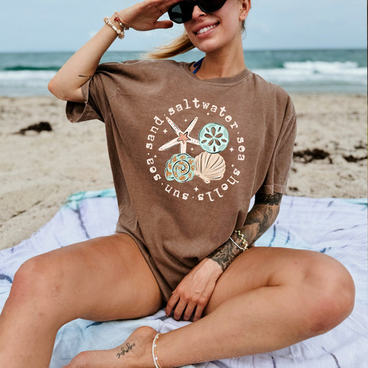 Sea Shell Circle Cream Words-Ready to Press Transfer