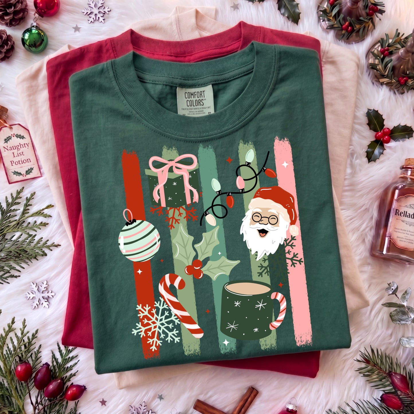 Santa Gift light skin Stripes-Ready to Press Transfer