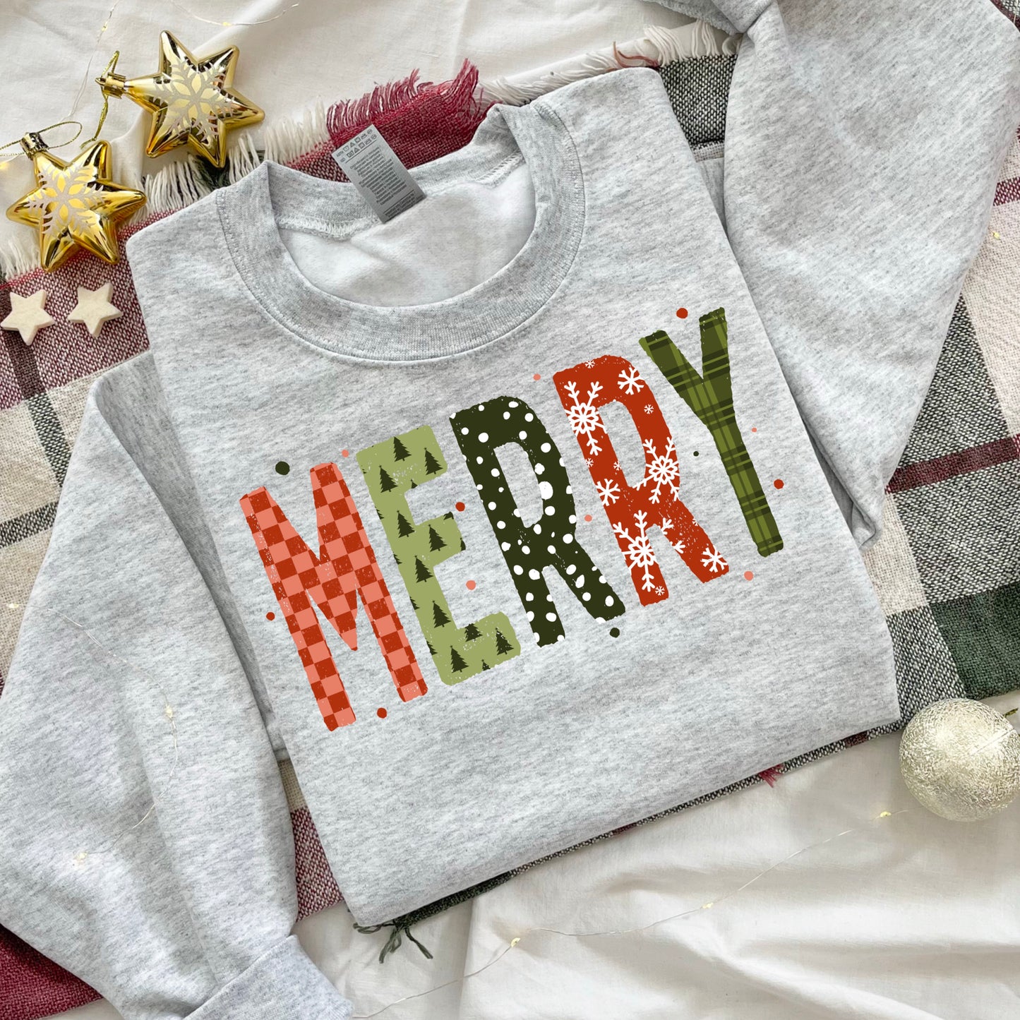 Merry Pattern Letters-Ready to Press Transfer