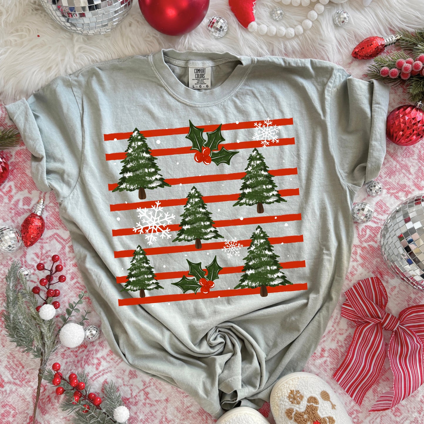 Christmas Tree Stripes-Ready to Press Transfer