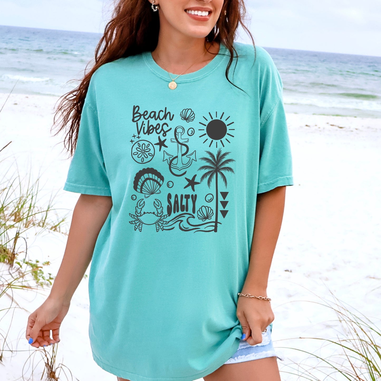 Beach Vibes Single Color Gray-Ready to Press Transfer