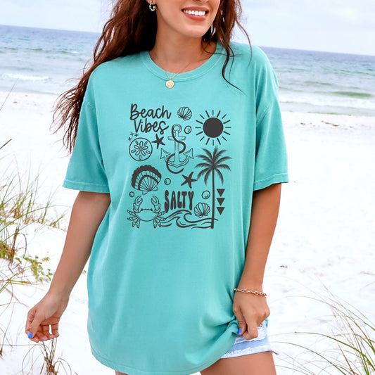 Beach Vibes Single Color Gray-Ready to Press Transfer