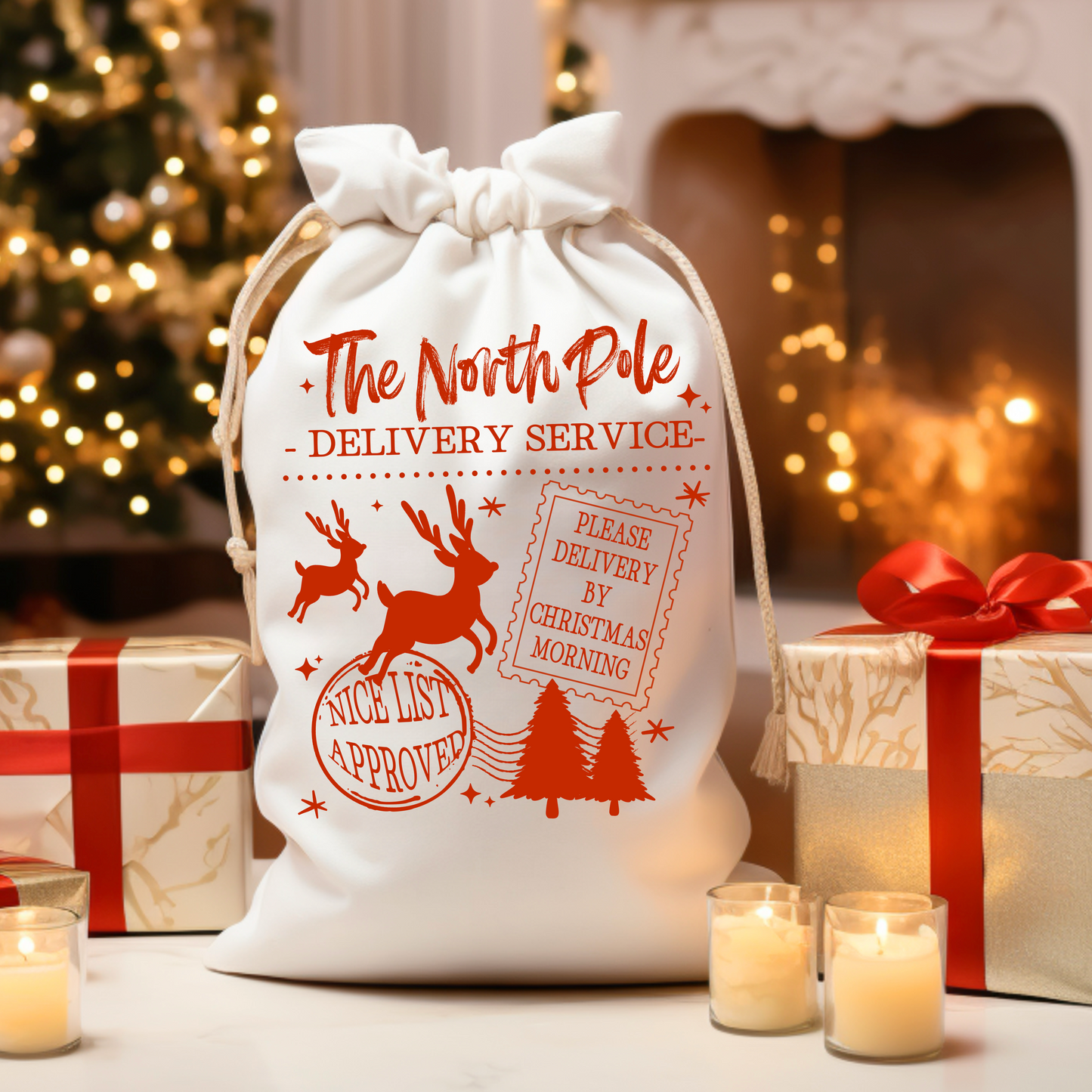 North Pole Delivery Single Color Red-Ready to Press Transfer