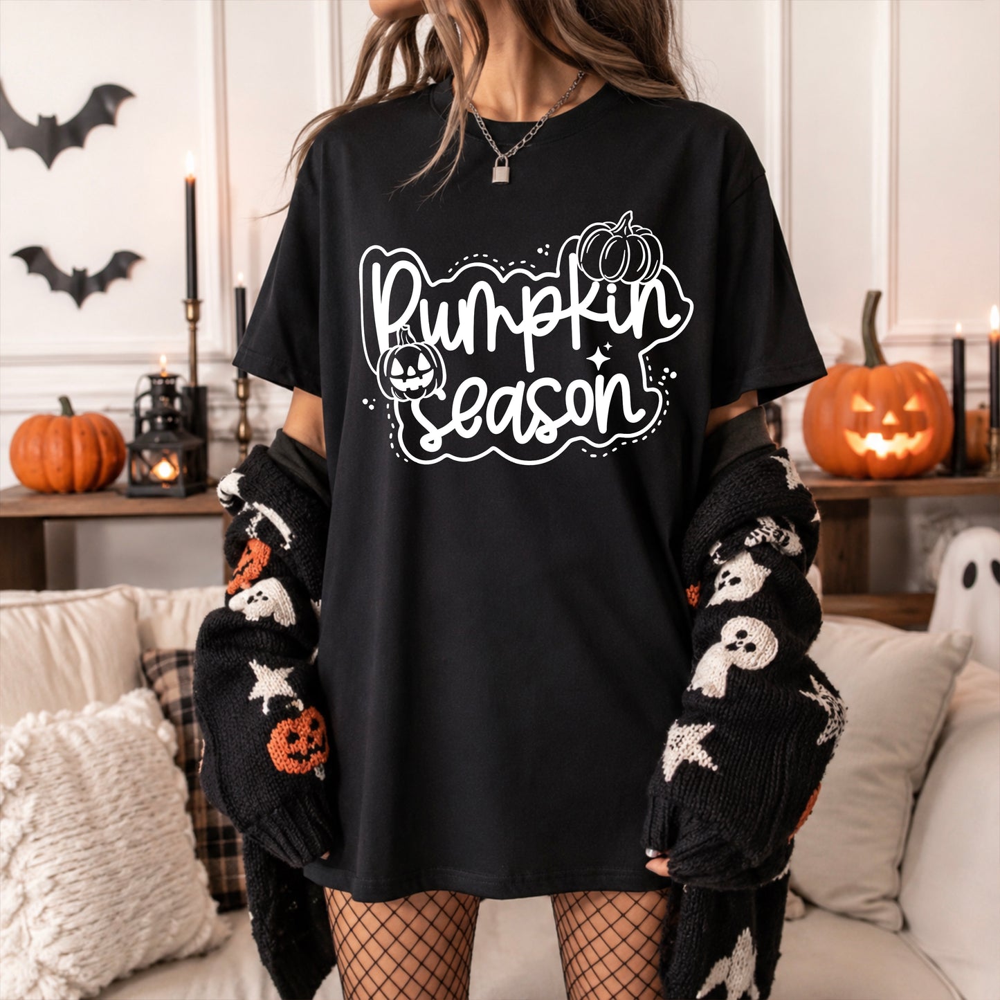Pumpkin Season Single Color White-Ready to Press Transfer