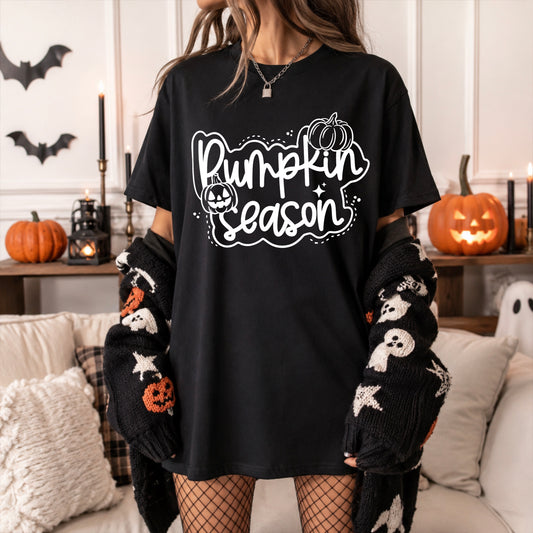 Pumpkin Season Single Color White-Ready to Press Transfer
