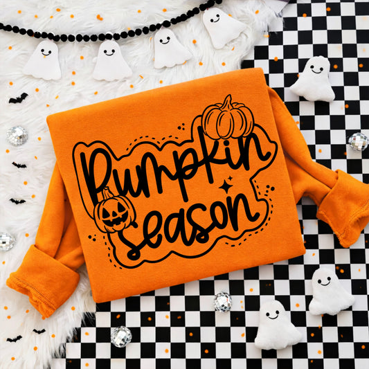 Pumpkin Season Single Color Black-Ready to Press Transfer