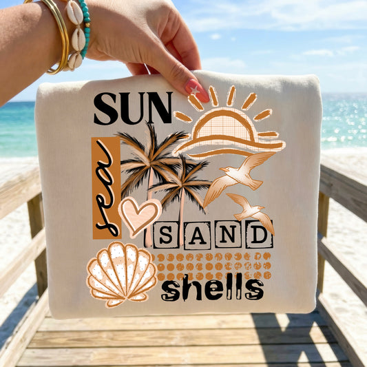Sun Sea Sand Shells-Ready to Press Transfer