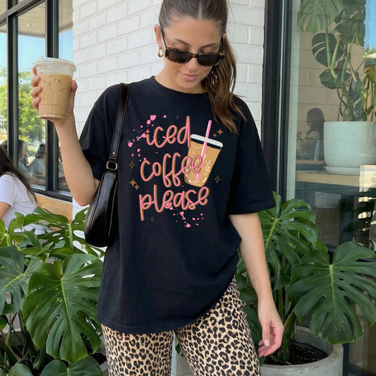 Iced Coffee Please Pink-Ready to Press Transfer