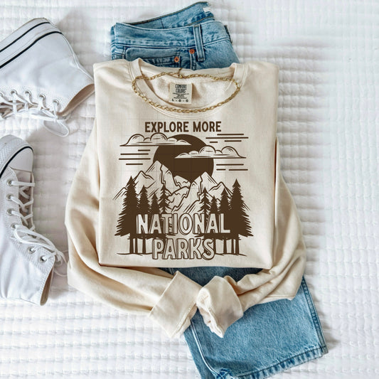 Explore More National Parks Single Color Brown-Ready to Press Transfer