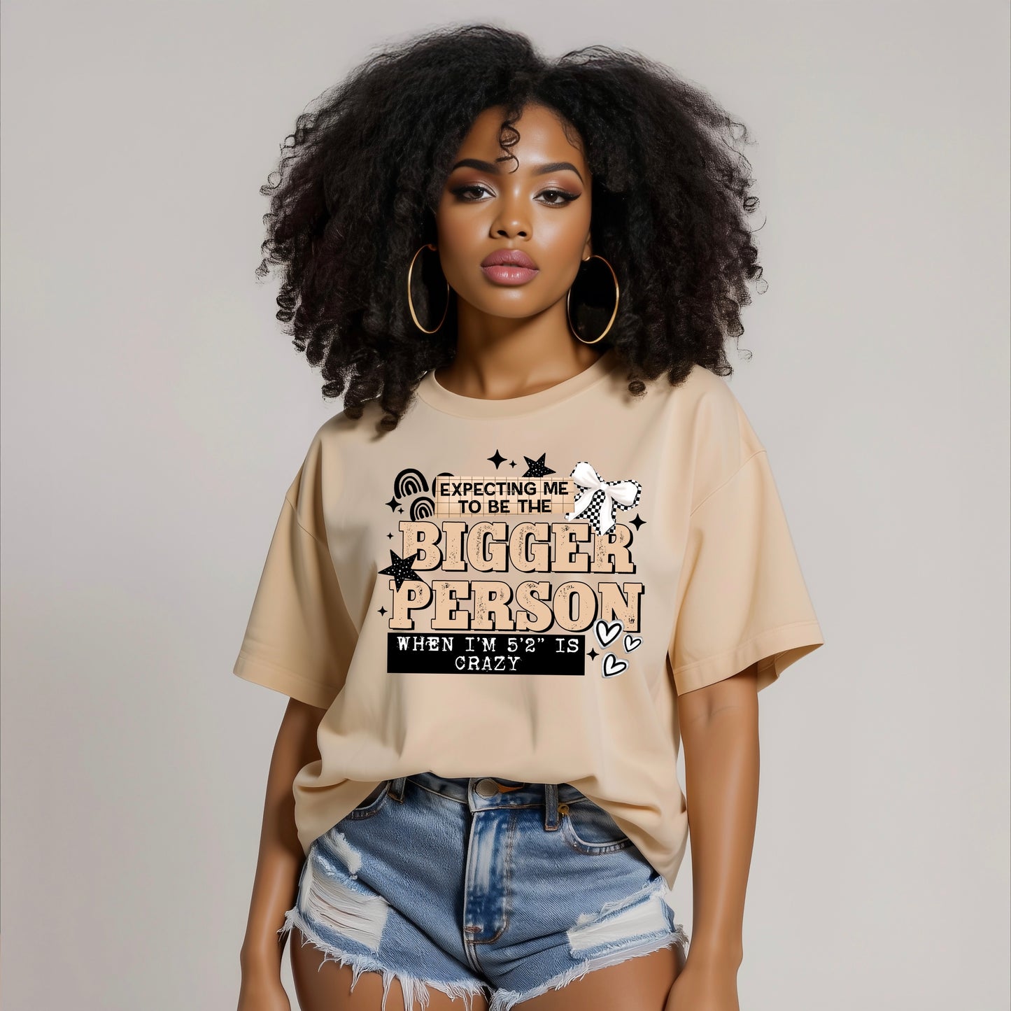 Tan Bigger Person black-Ready to Press Transfer