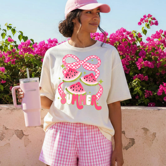 Summer Watermelon Bow-Ready to Press Transfer