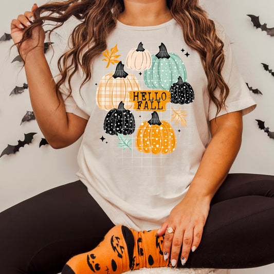 Hello Fall pumpkin-Ready to Press Transfer