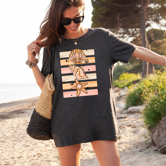 Stacked Shells and Stripes-Ready to Press Transfer