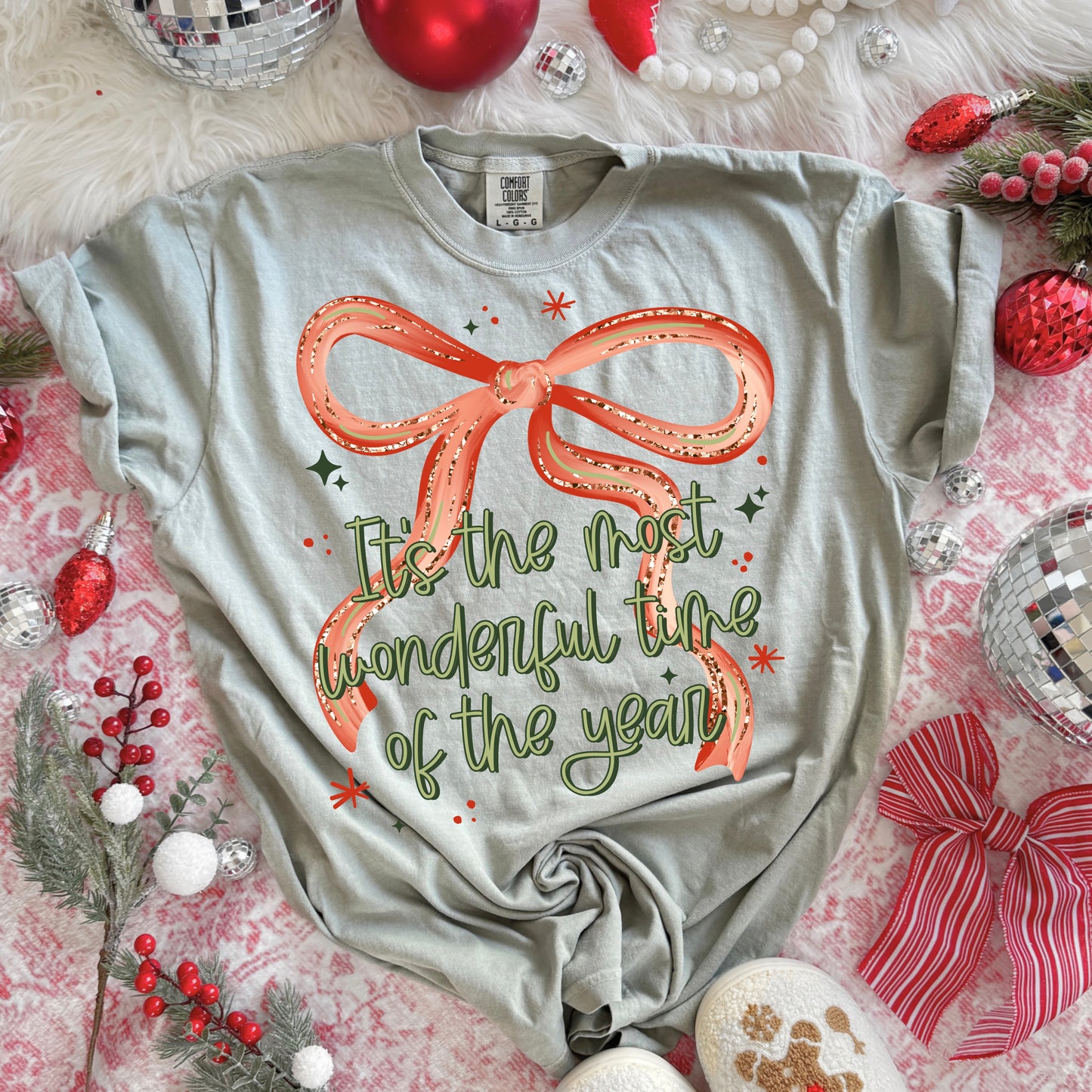 Wonderful Time of the Year Bow-Ready to Press Transfer