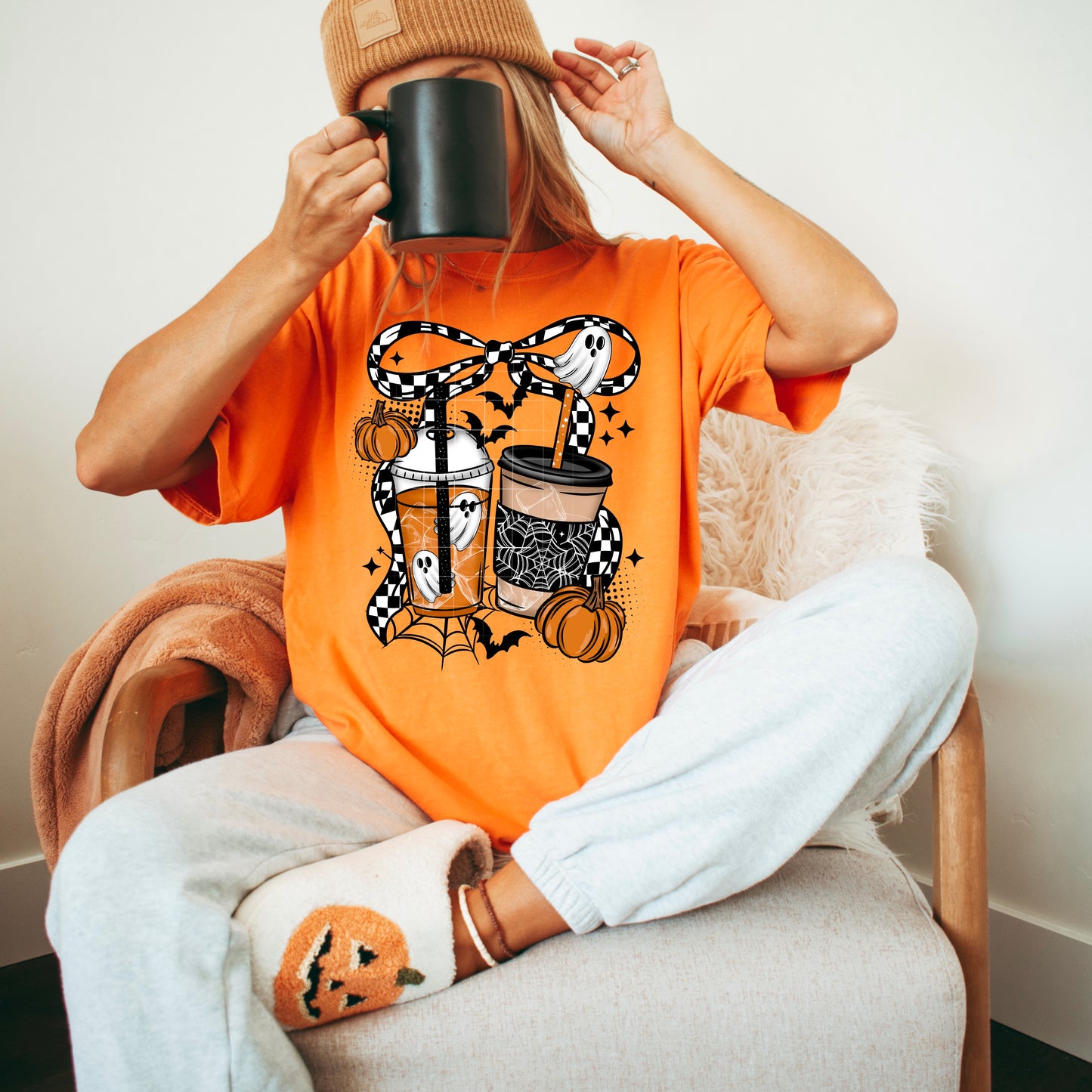 Halloween Coffee Bow-Ready to Press Transfer