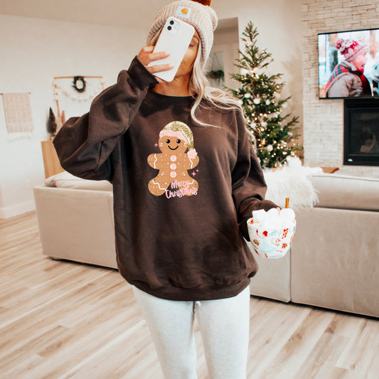 Merry Christmas Glitter Gingerbread-Ready to Press Transfer