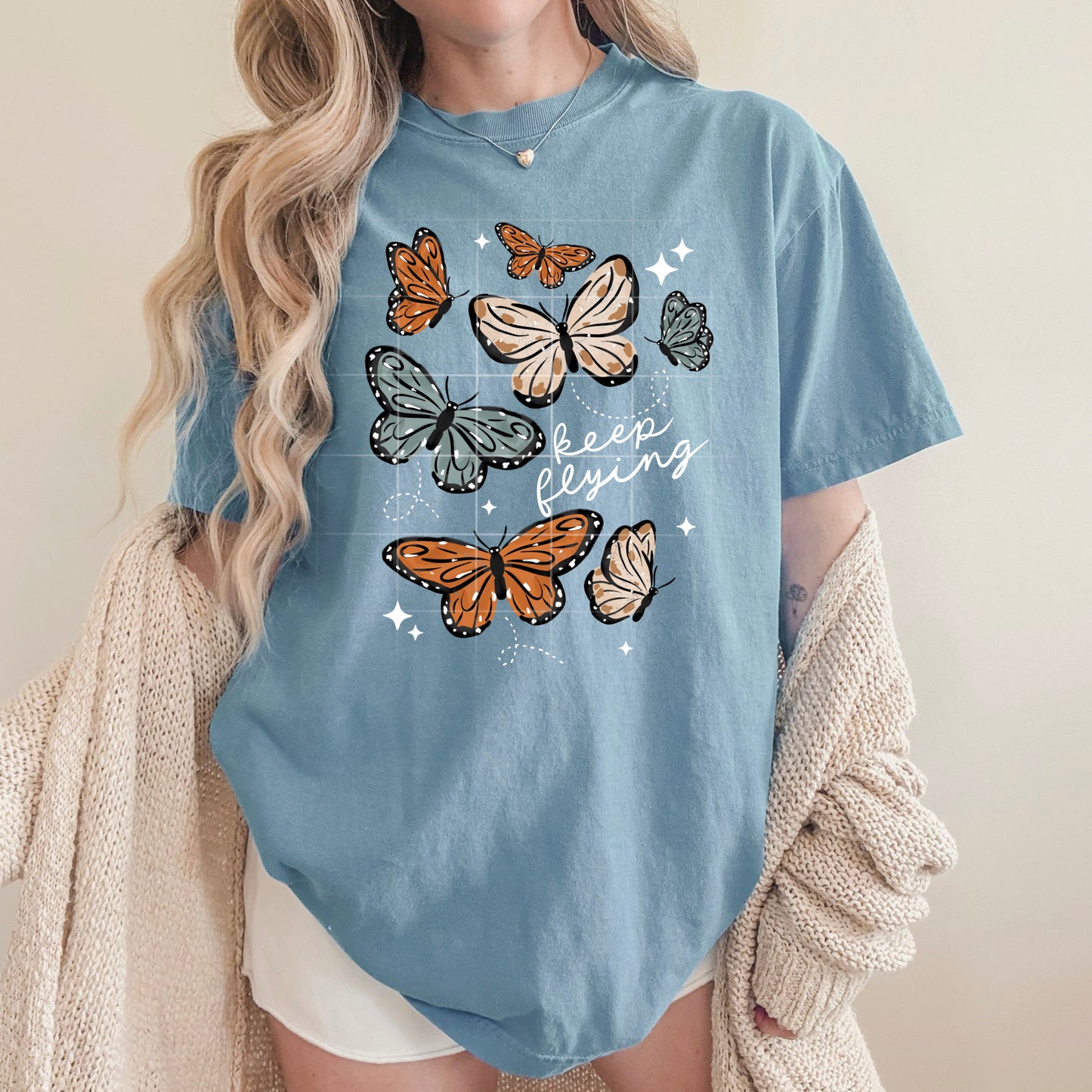 Keep Going Butterflies White-Ready to Press Transfer