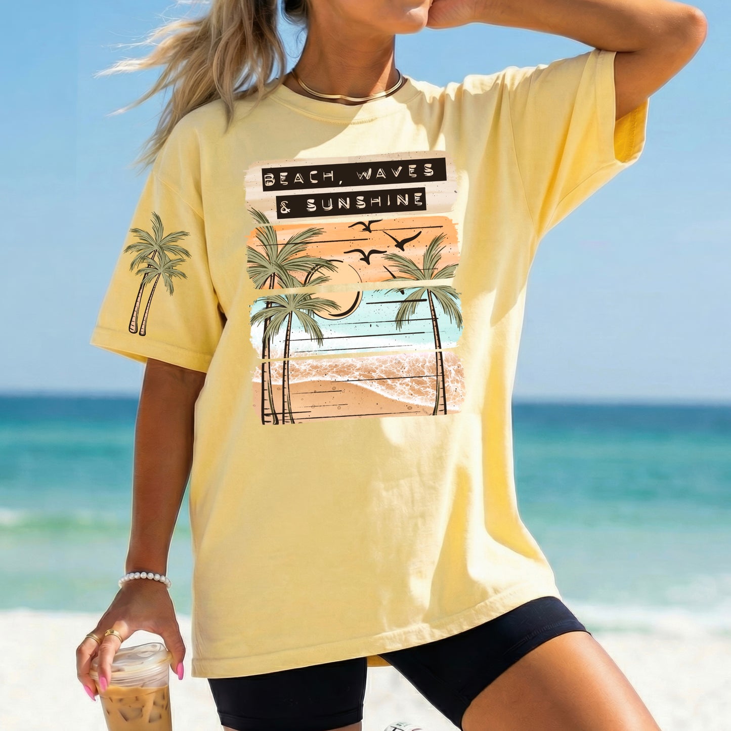 Beach Waves Sunshine Stripes-Ready to Press Transfer