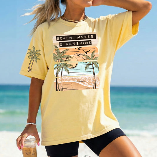 Beach Waves Sunshine Stripes-Ready to Press Transfer