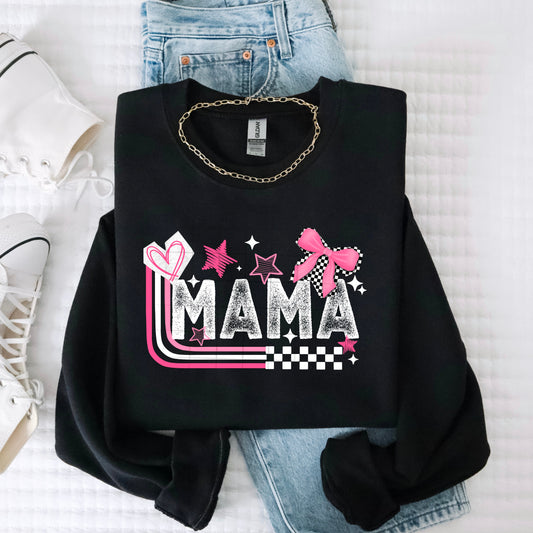 Mama Pink Stars White Text-Ready to Press Transfer