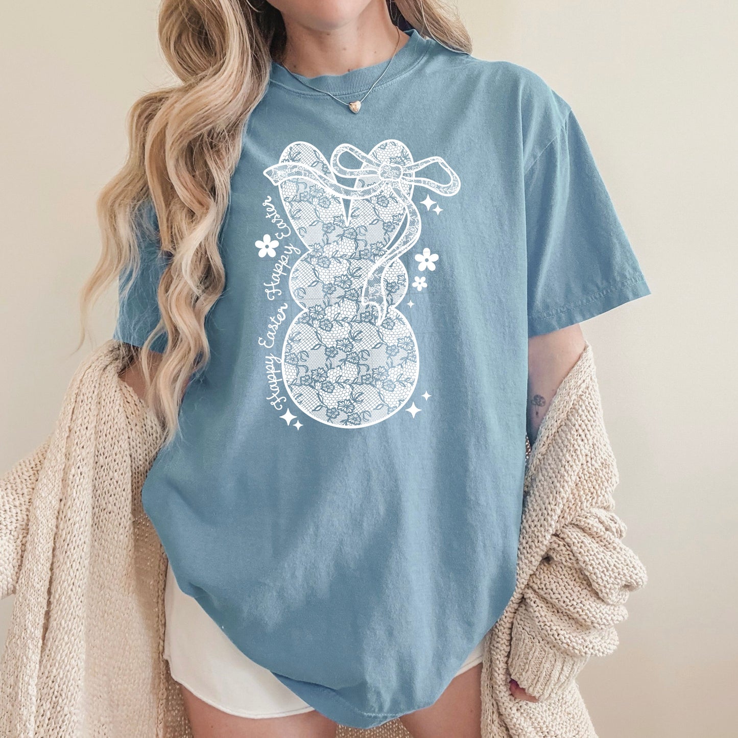 Happy Easter White Lace-Ready to Press Transfer