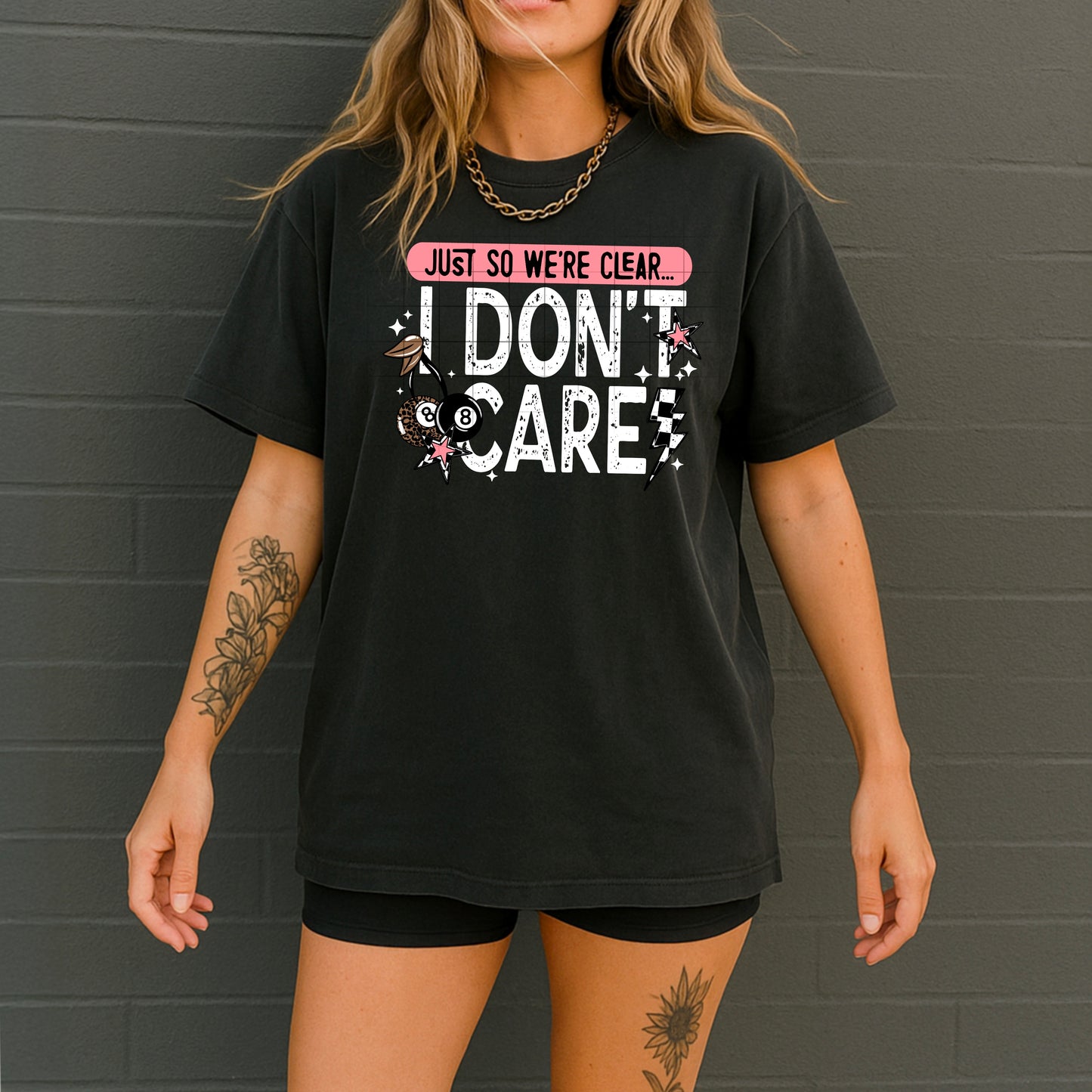 I Don't Care White-Ready to Press Transfer