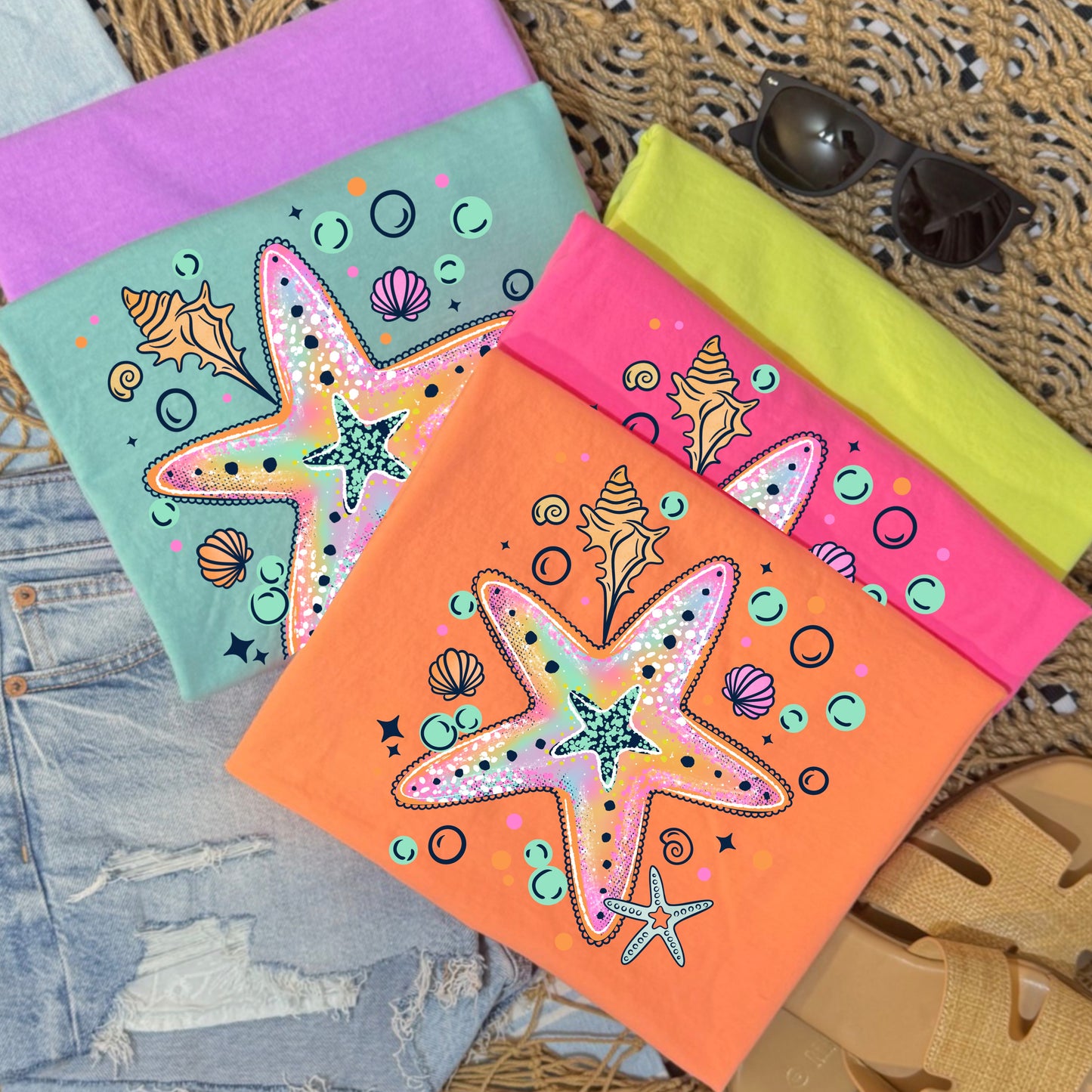 Colorful Starfish-Ready to Press Transfer