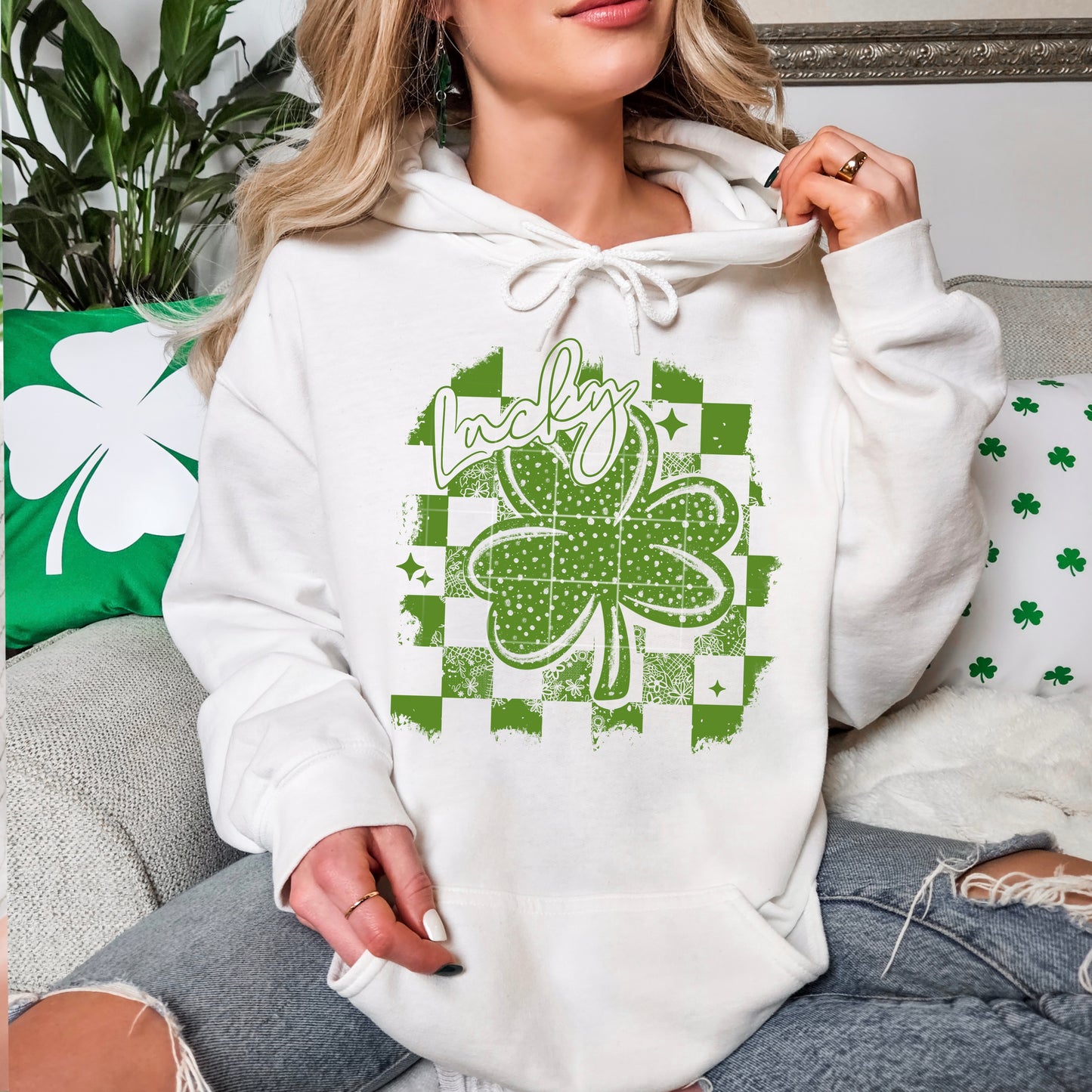 Lucky Distressed Green-Ready to Press Transfer