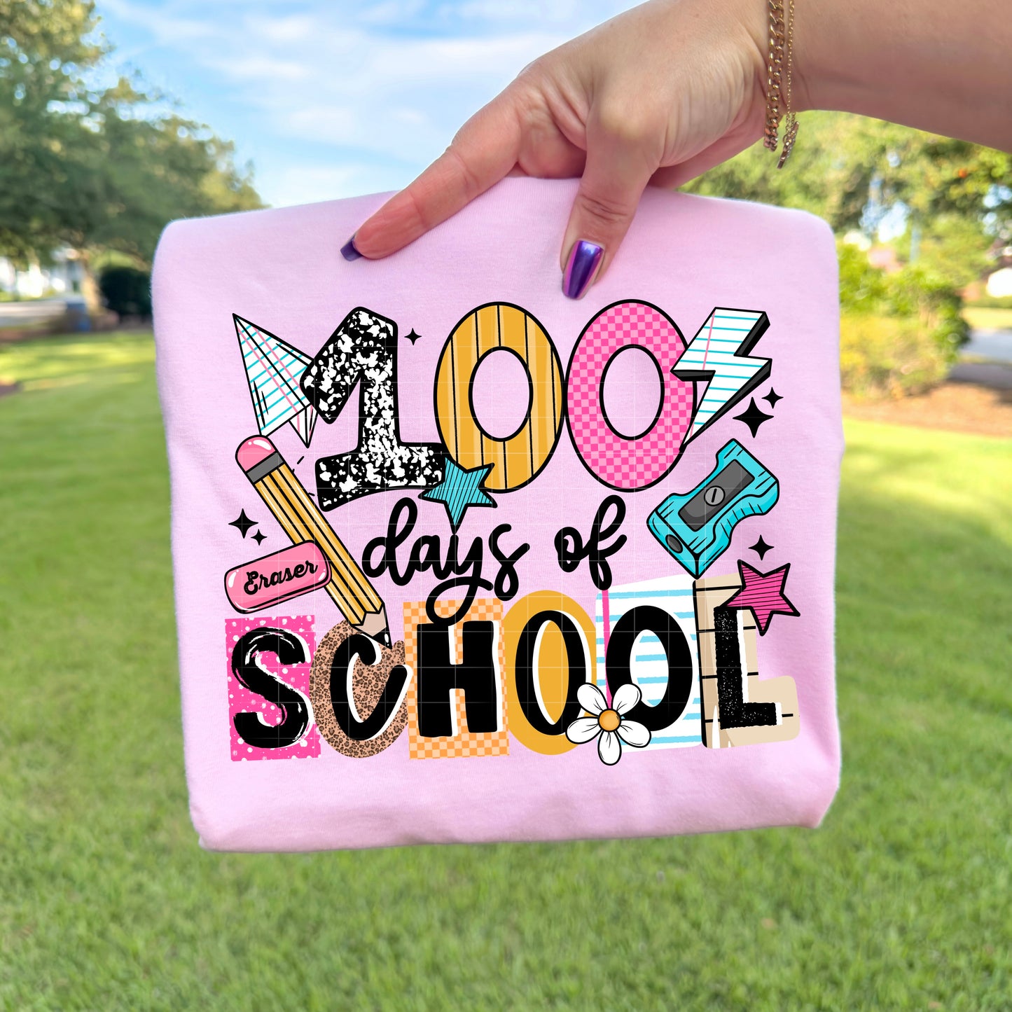 100 Days of School Girly-Ready to Press Transfer