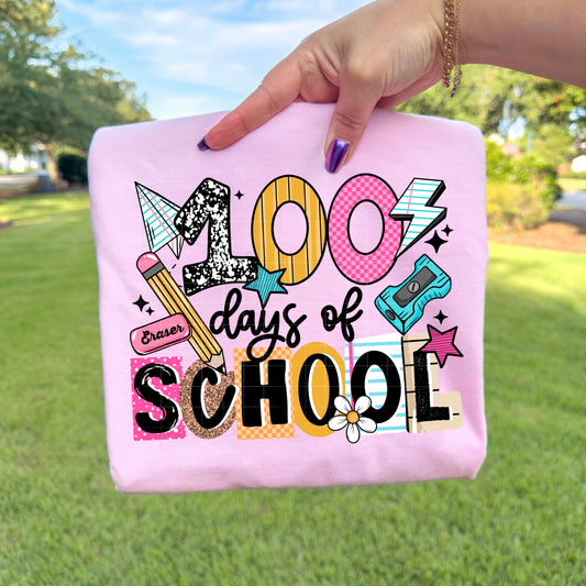 100 Days of School Girly-Ready to Press Transfer