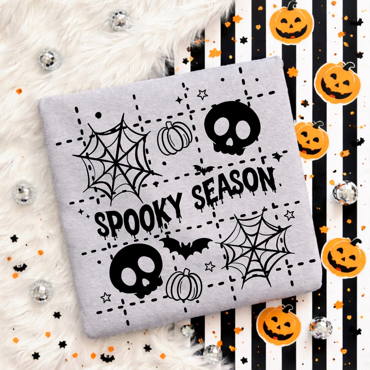 Spooky Season Grid Black-Ready to Press Transfer