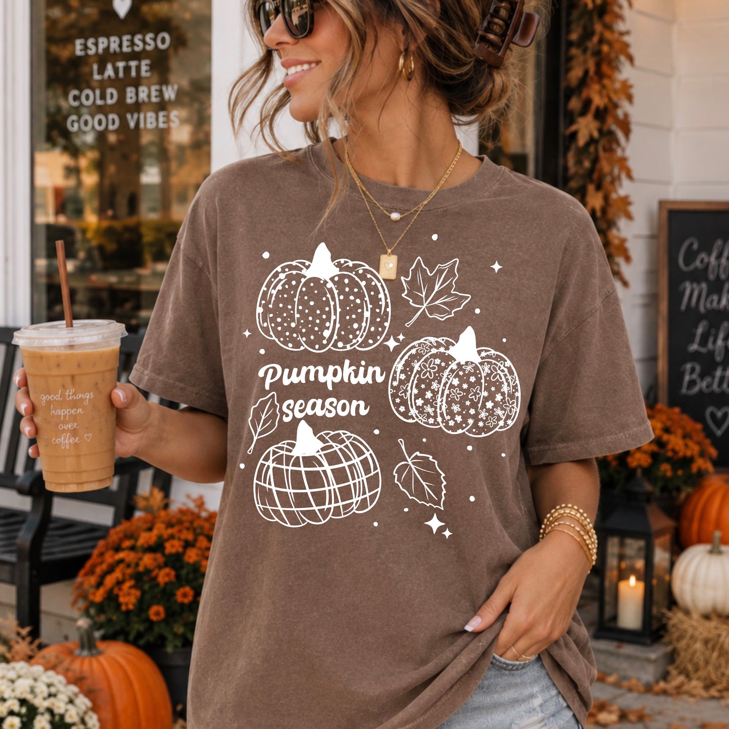 Pumpkin Patterns Single Color White-Ready to Press Transfer