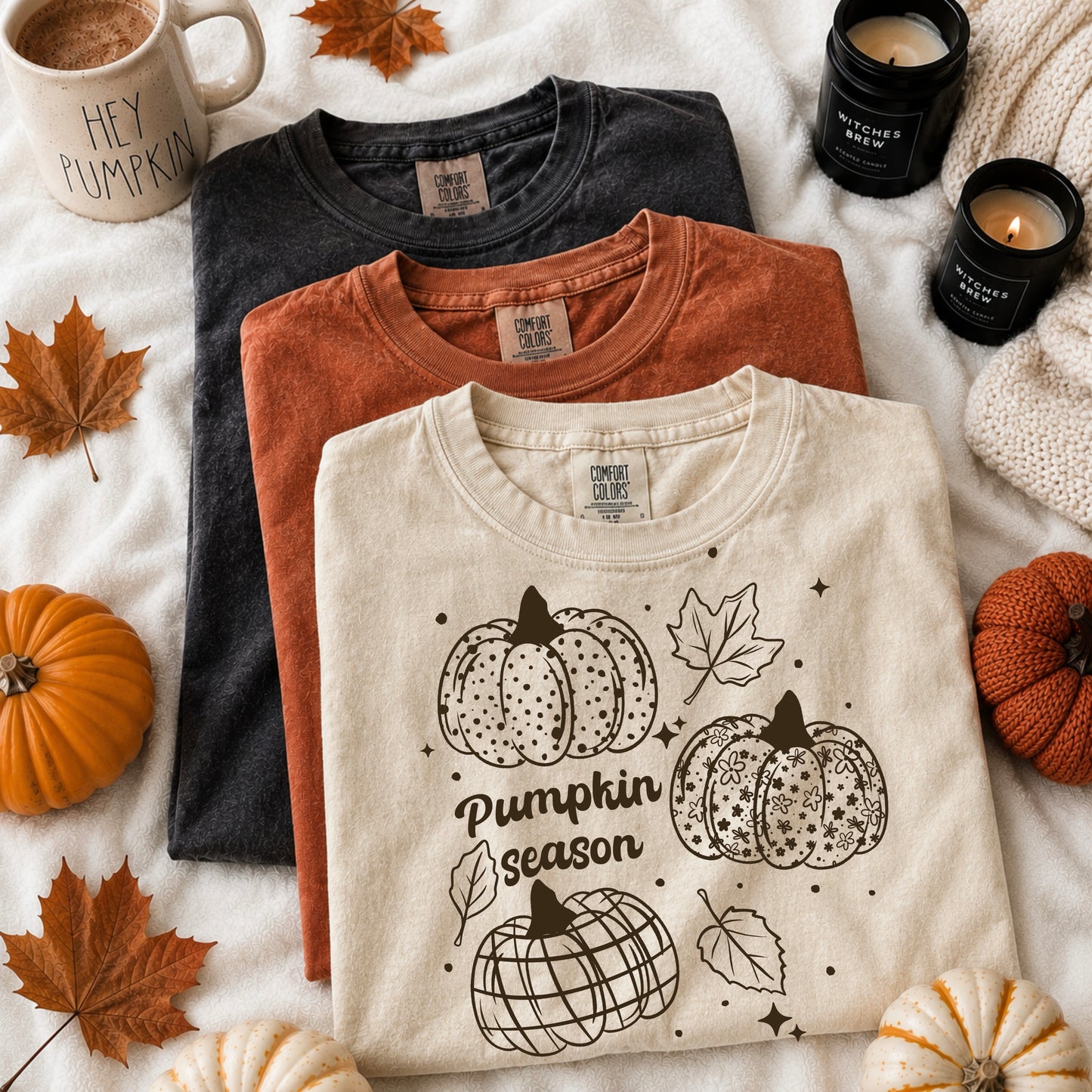 Pumpkin Patterns Single Color Brown-Ready to Press Transfer