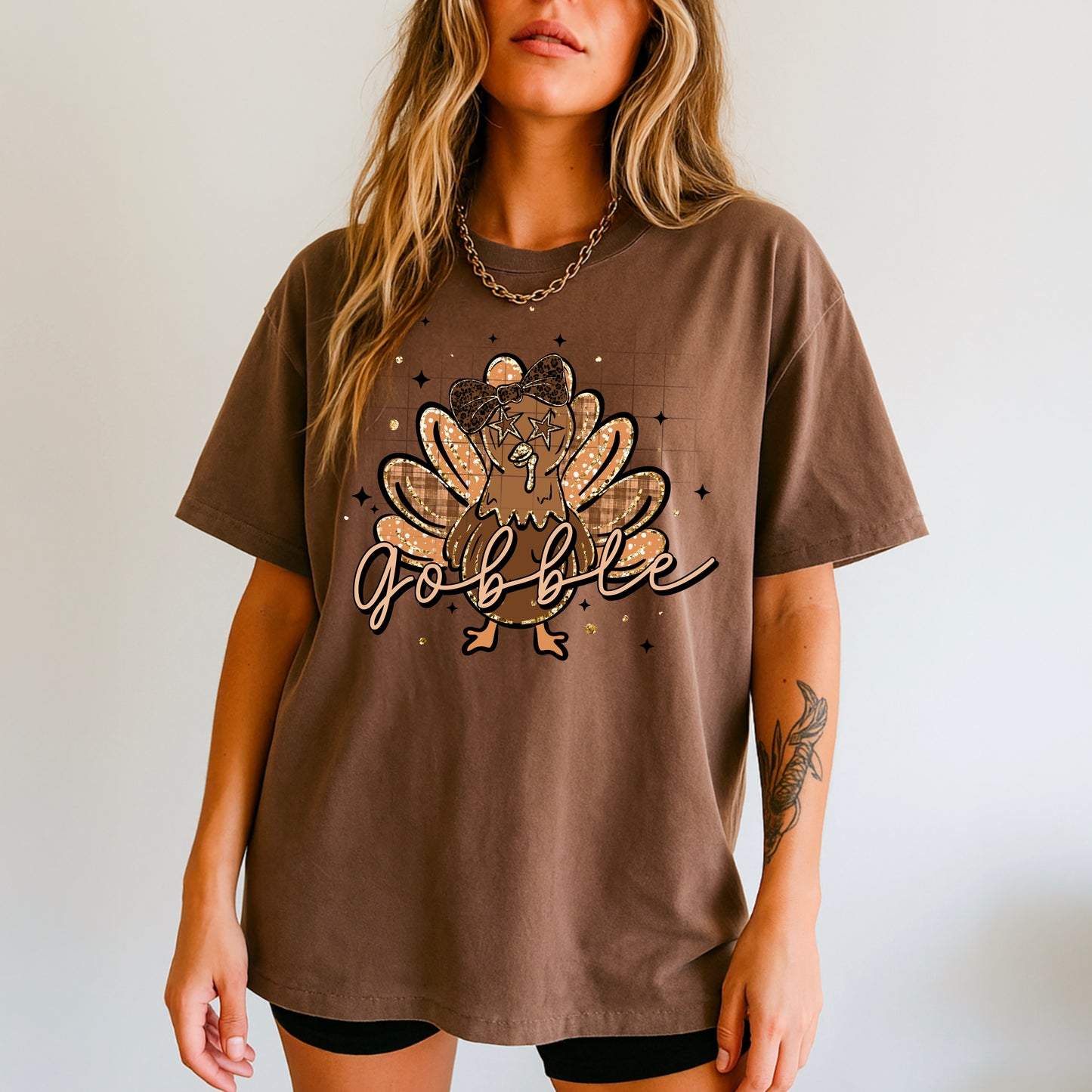 Gobble Glitter Turkey-Ready to Press Transfer