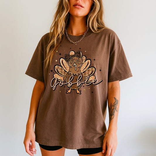 Gobble Glitter Turkey-Ready to Press Transfer