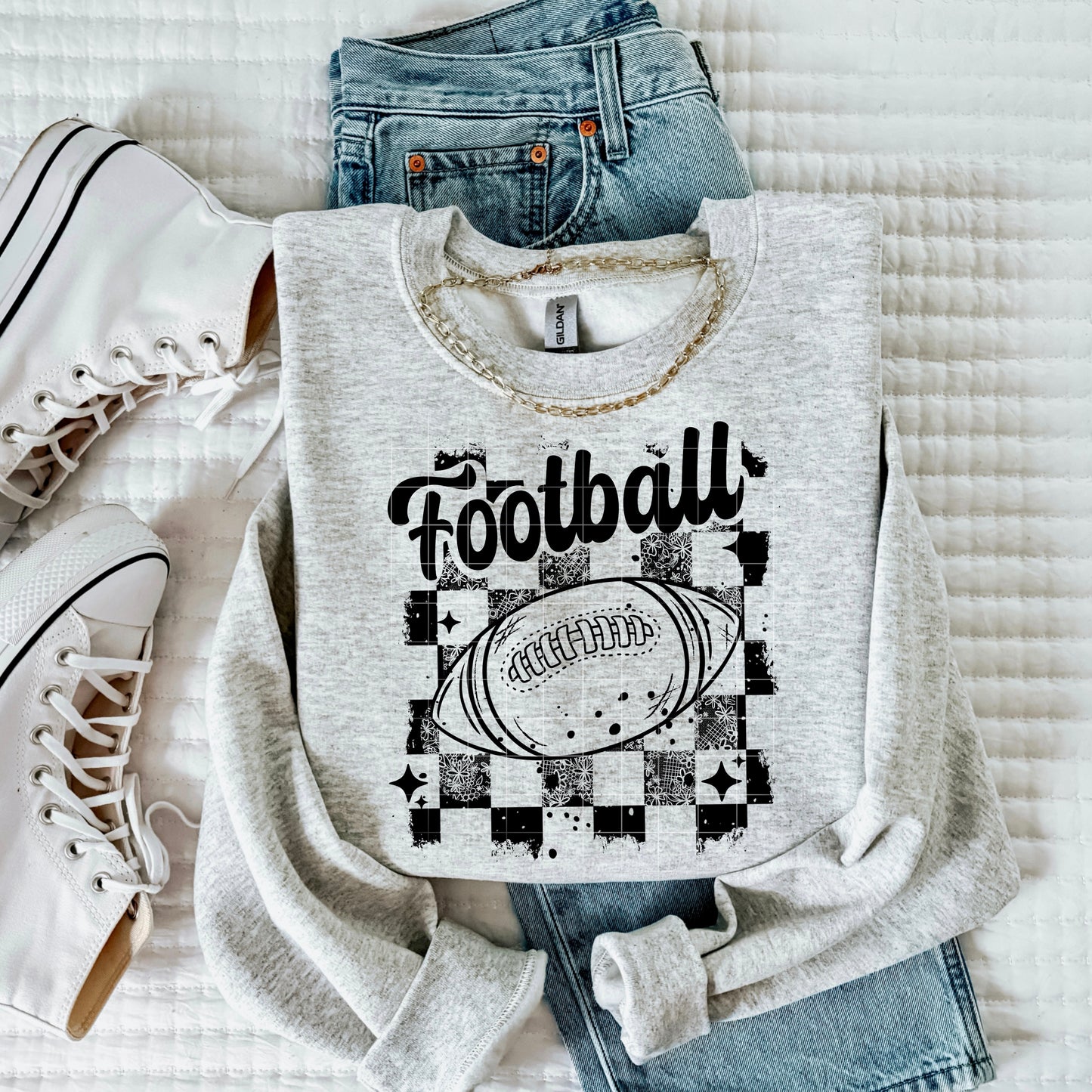 Football Distressed Single Color Black-Ready to Press Transfer
