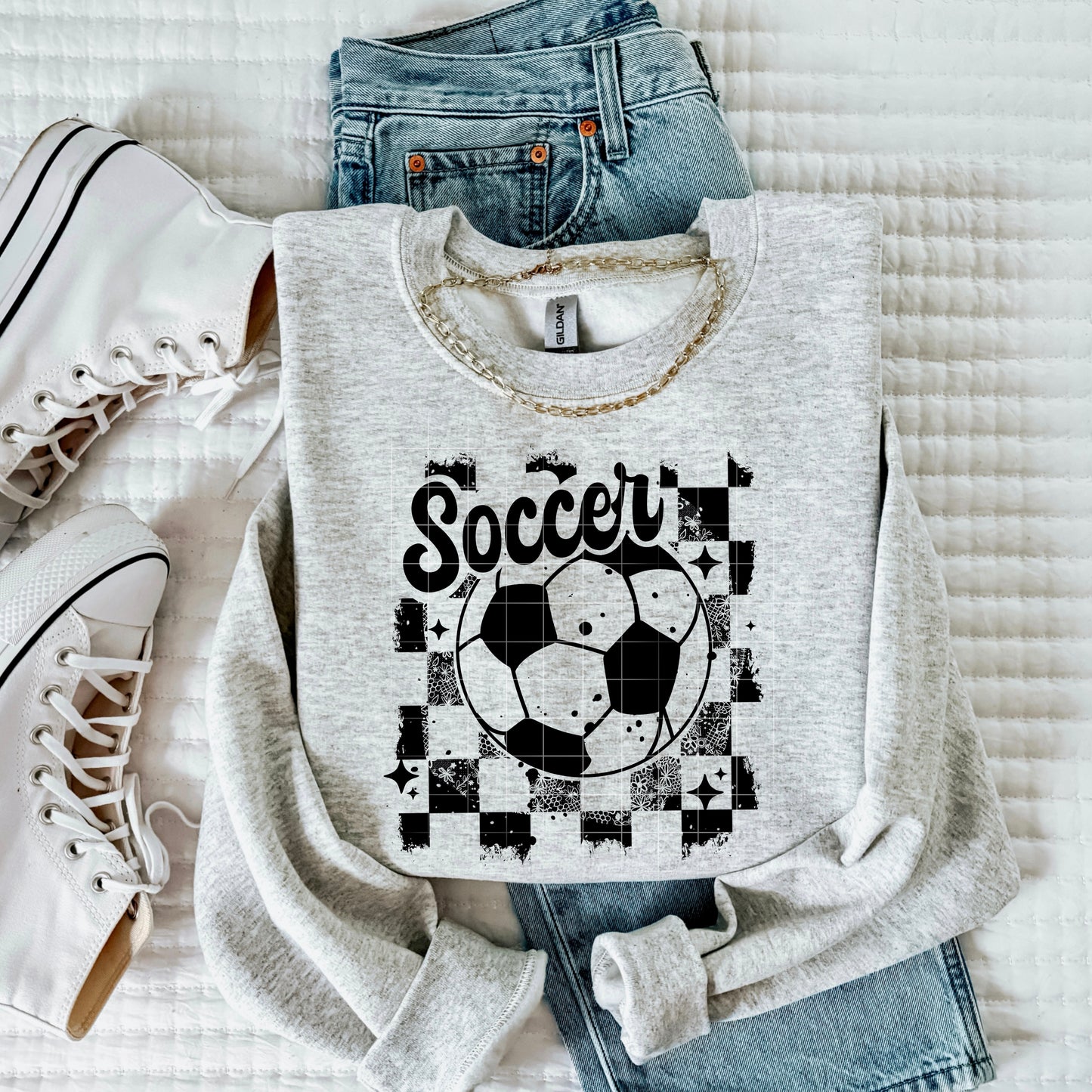 Soccer Distressed Single Color Black-Ready to Press Transfer