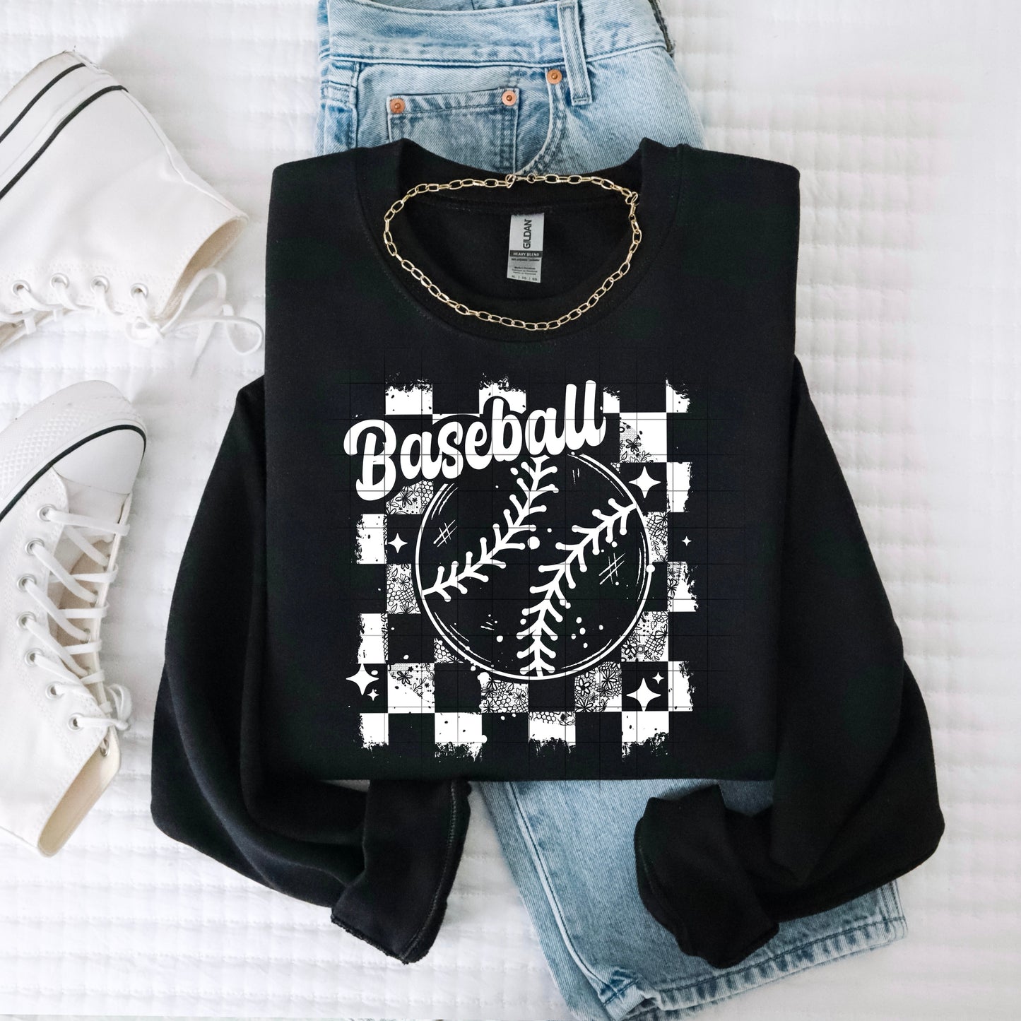 Baseball Distressed Single Color White-Ready to Press Transfer