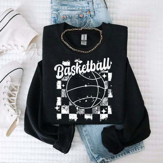 Basketball Distressed Single Color White-Ready to Press Transfer
