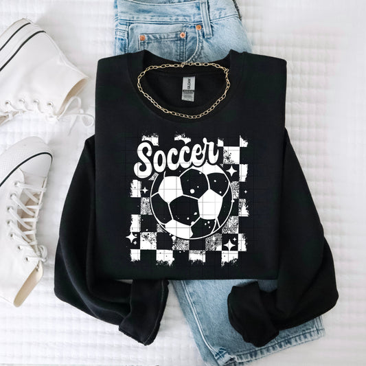 Soccer Distressed Single Color White-Ready to Press Transfer