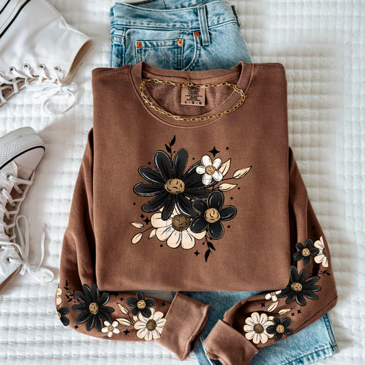 Black and Tan Floral-Ready to Press Transfer
