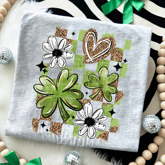 Leopard Shamrock Checker-Ready to Press Transfer