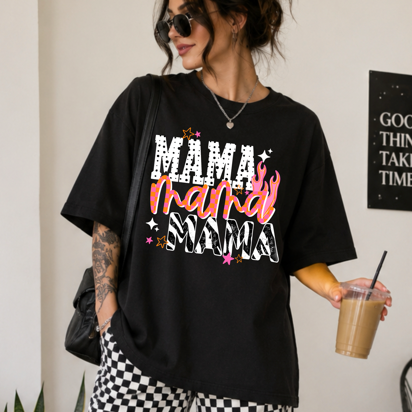 Mama Pink and Orange Zebra White-Ready to Press Transfer
