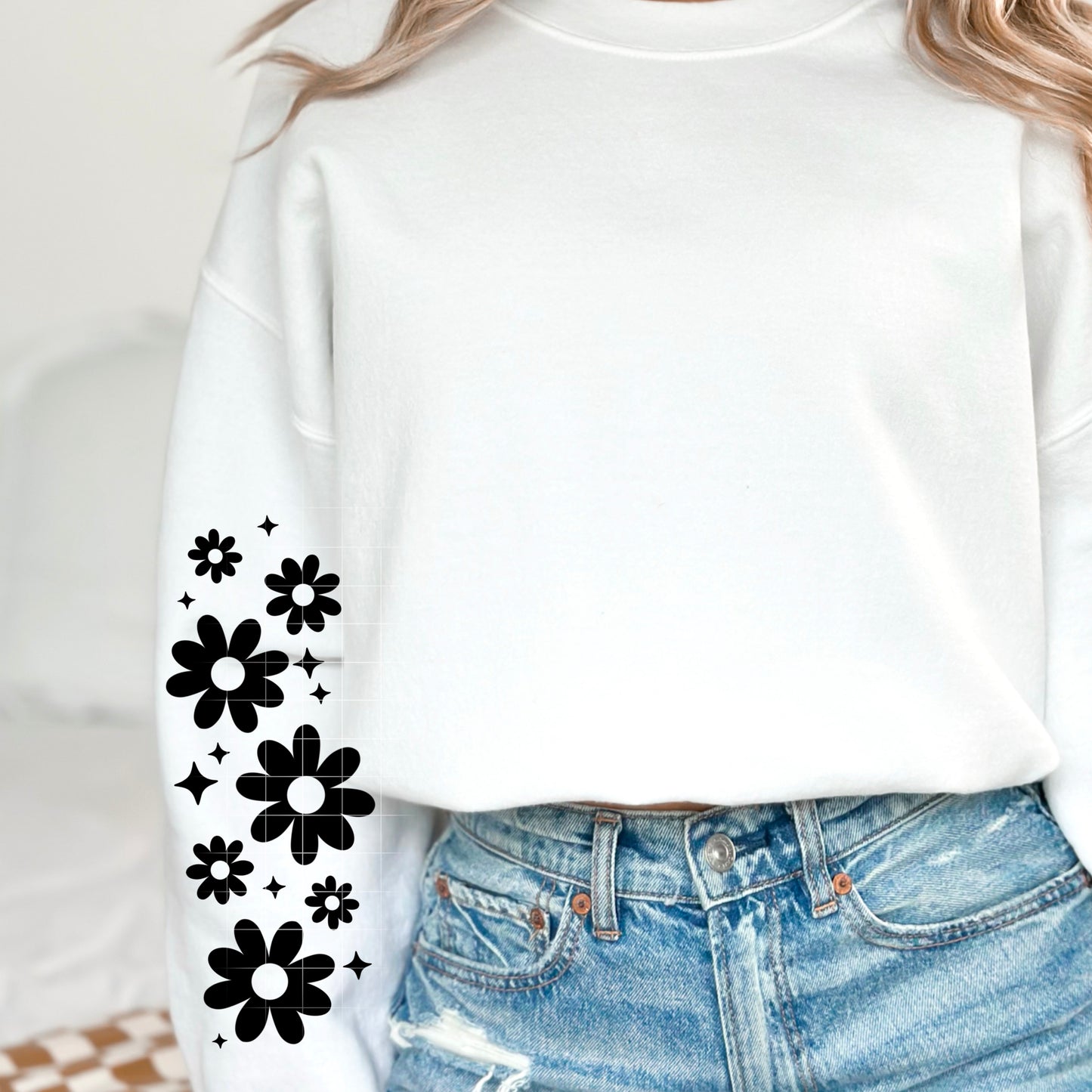 Single Color Floral Sleeve Black-Ready to Press Transfer