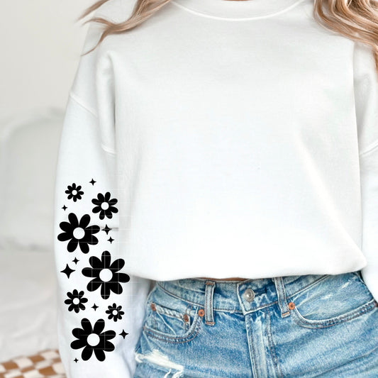 Single Color Floral Sleeve Black-Ready to Press Transfer