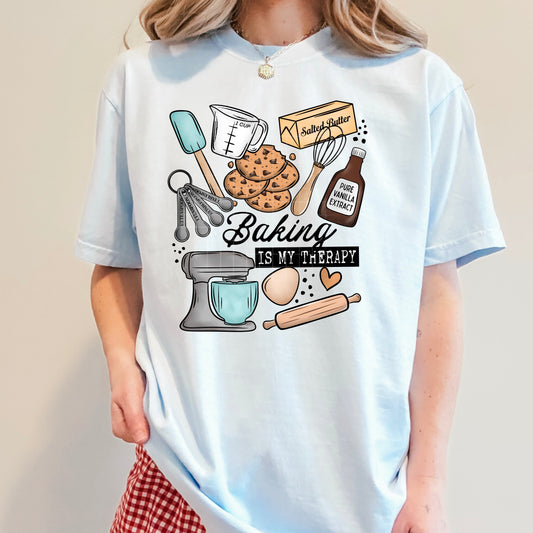 Baking Is My Therapy Black Text-Ready to Press Transfer